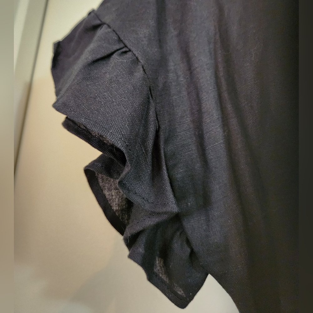 ASTR The Label Dress Women's Linen Blend Ruffle Wrap Dress‎ Black Extra Small XS - Picture 5 of 9
